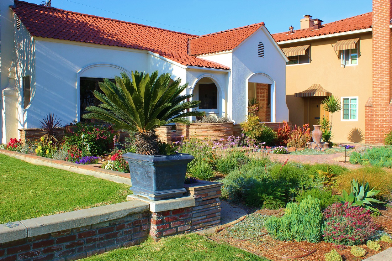 Drought Tolerant Yard Spanish style home with a drought tolerant front yard taken in a California neighborhood
